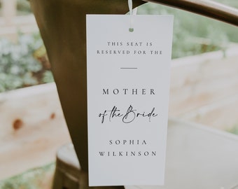 Wedding Reserved Chair Tag Template: Printable Ceremony Sign (Digital File) - Celine