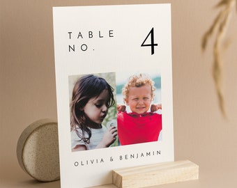 Photo Table Number Template: Minimalist Wedding, Baby Shower Sign (Digital Download) - Liv
