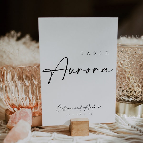 Modern Table Names Template, Elegant Table Names, Wedding Table Names Template, Wedding Table Sign, Table Names Wedding Sign - Celine