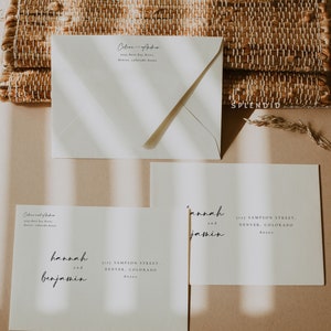 Moderne elegante Hochzeitsumschlagvorlage, bearbeitbare druckbare Hochzeitsumschlagvorlage 5x7, Hochzeits-RSVP-Umschlagadressvorlage - Celine