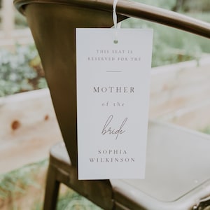 Boho Wedding Reserved Seat Tag Template (Digital Download) - Hannah
