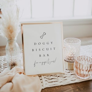 Modern Dog Treats Sign, Modern Pet Wedding Bar Sign Template, Dog Biscuit Sign, Dog Bar Sign, Printable Dog Cookie Sign - Olivia