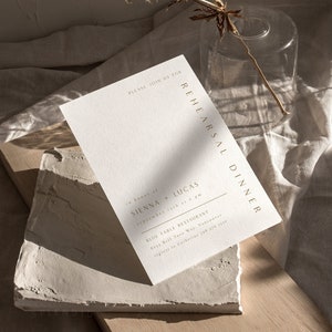 Minimalist Gold Rehearsal Dinner Invitation Template (Digital File) - Sienna