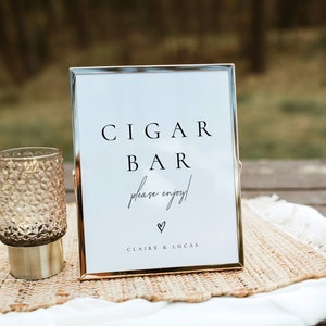 Modèle de panneau de bar à cigares, modèle de bar à cigares de mariage, modèle de mariage modifiable imprimable, panneau de douche de mariage, panneau de garçons d'honneur - Claire