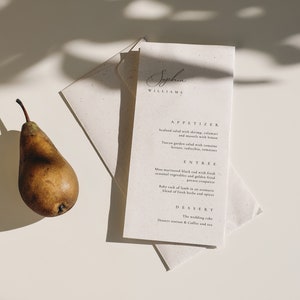 Modèle de menu élégant, menu de mariage personnalisé, menu prénom et nom, menu de mariage nom d'invité, menu de réception, menu imprimable - Audrey