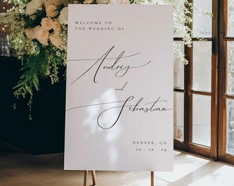 Luxury Wedding Welcome Sign, Custom Welcome Wedding Sign Printed Poster Board - Claire