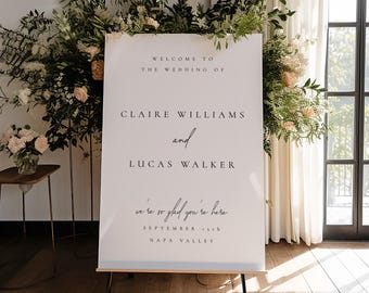 Elegant Wedding Welcome Sign PRINTED, Ceremony Welcome Sign for Easel and Display - Claire