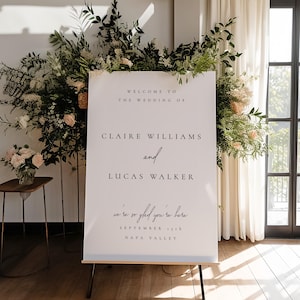 Elegant Wedding Welcome Sign Template: Minimalist Ceremony Decor (Digital Download) - Claire