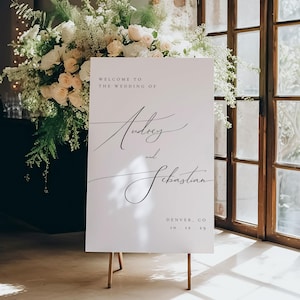 Modern Wedding Welcome Sign Template, Elegant Welcome to our Wedding Sign, Welcome Sign for Ceremony Reception Rehearsal Dinner - Audrey