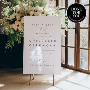 Unplugged Ceremony Sign, PRINTED Wedding Welcome Sign, Foam Board Ceremony Sign for Easel Display - Liv