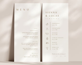 Gold Wedding Menu & Timeline Card Duo Template (Digital Download) - Sienna