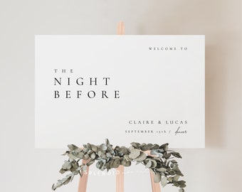 The Night Before Welcome Sign Template, Wedding Rehearsal Welcome Sign, Horizontal Rehearsal Dinner Welcome Sign Landscape Template - Claire