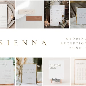 Minimalist Wedding Signs, Gold Wedding Reception Template Bundle, Printable Wedding Sign Kit, Modern Wedding Templates Package - SIENNA