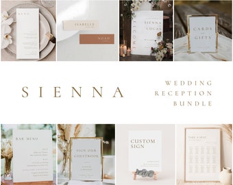 Gold Wedding Sign Template Bundle: Minimalist Reception Sign Decor (Printable) - Sienna