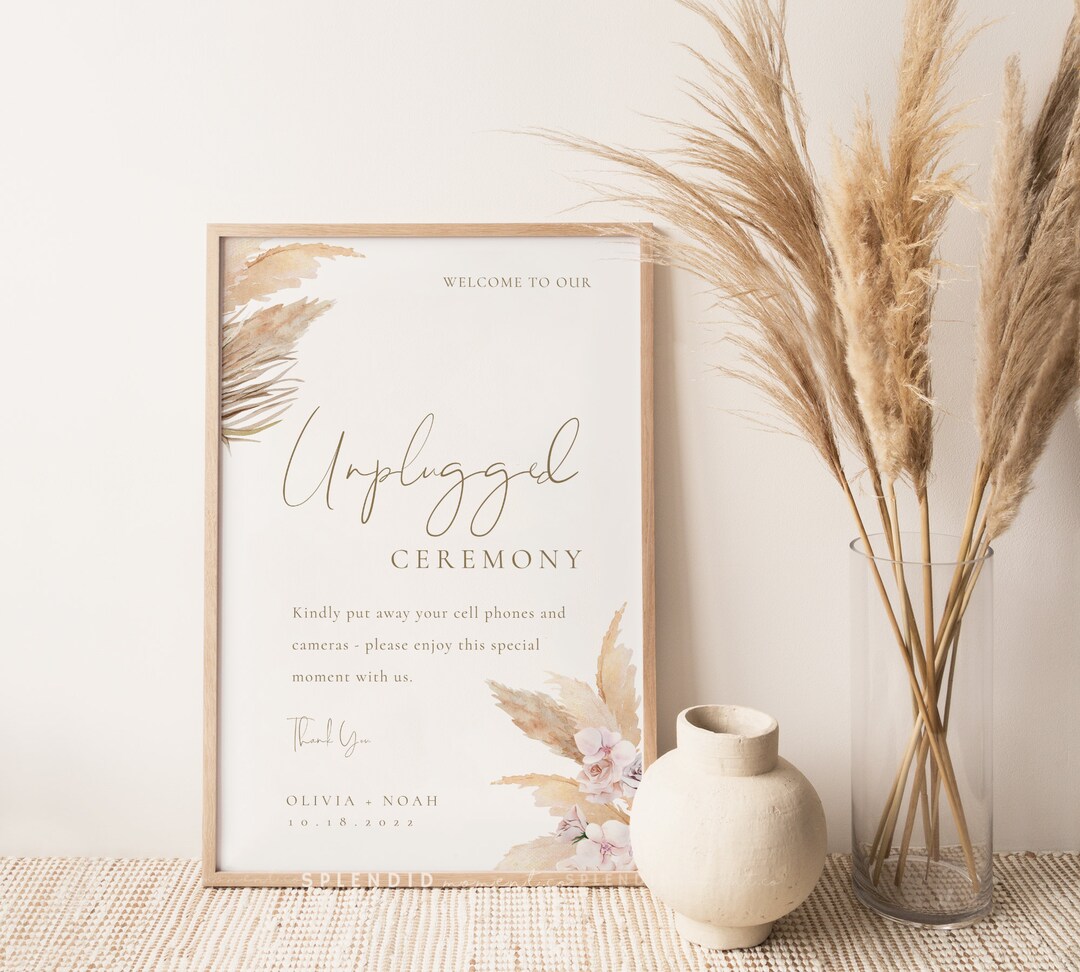 Bohemian Unplugged Ceremony Sign Template for Wedding, Editable Boho ...