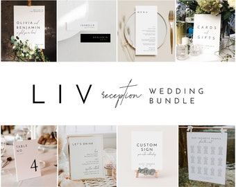 Minimal Wedding Reception Bundle, Wedding Sign Template, Modern Wedding Sign Set, Wedding Template Kit - LIV