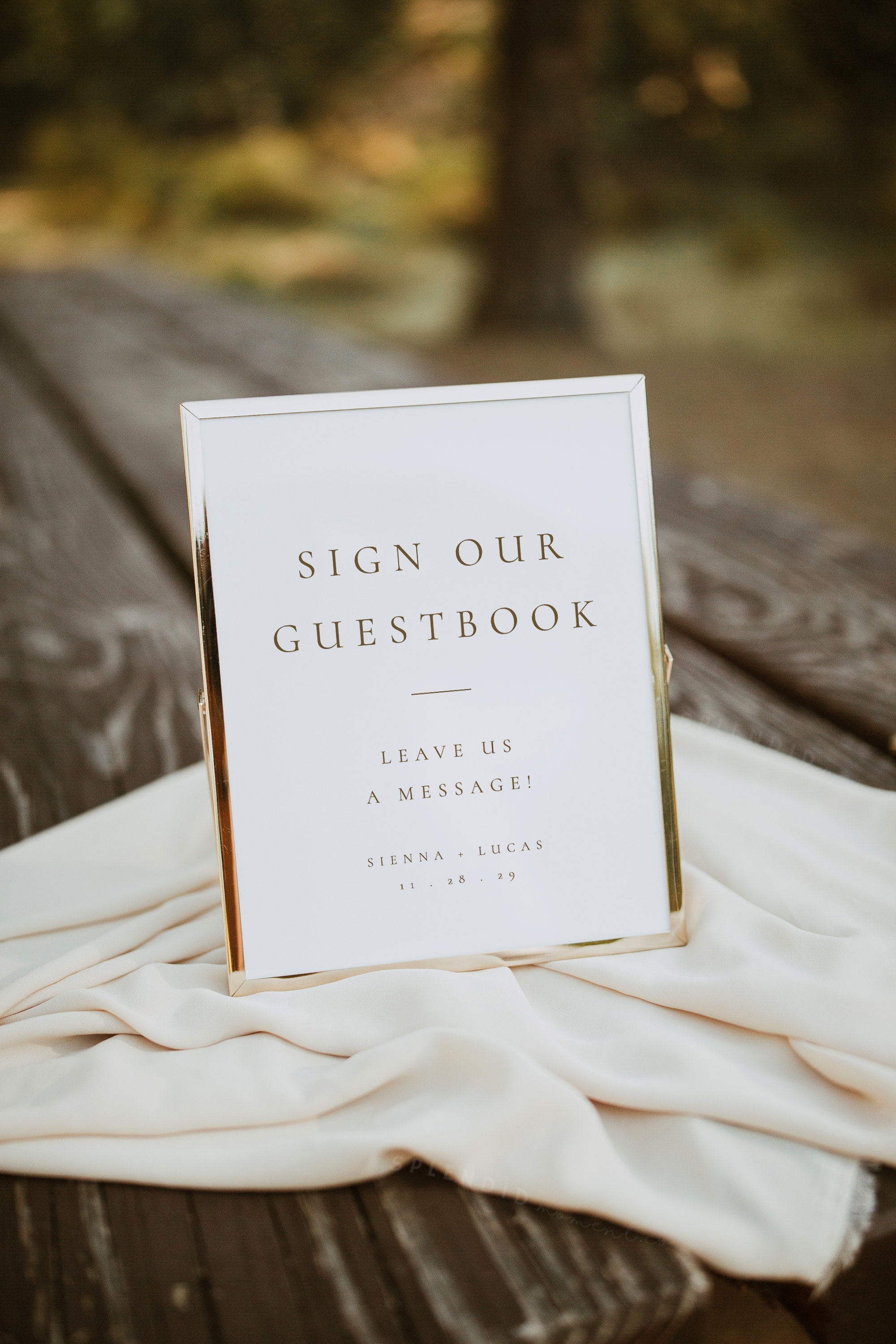 Gold Wedding Guestbook Sign Template, Guest Book Printable Table Top, Sign the Guest Book, Gold Sign Our Guestbook Wedding Sign - Sienna