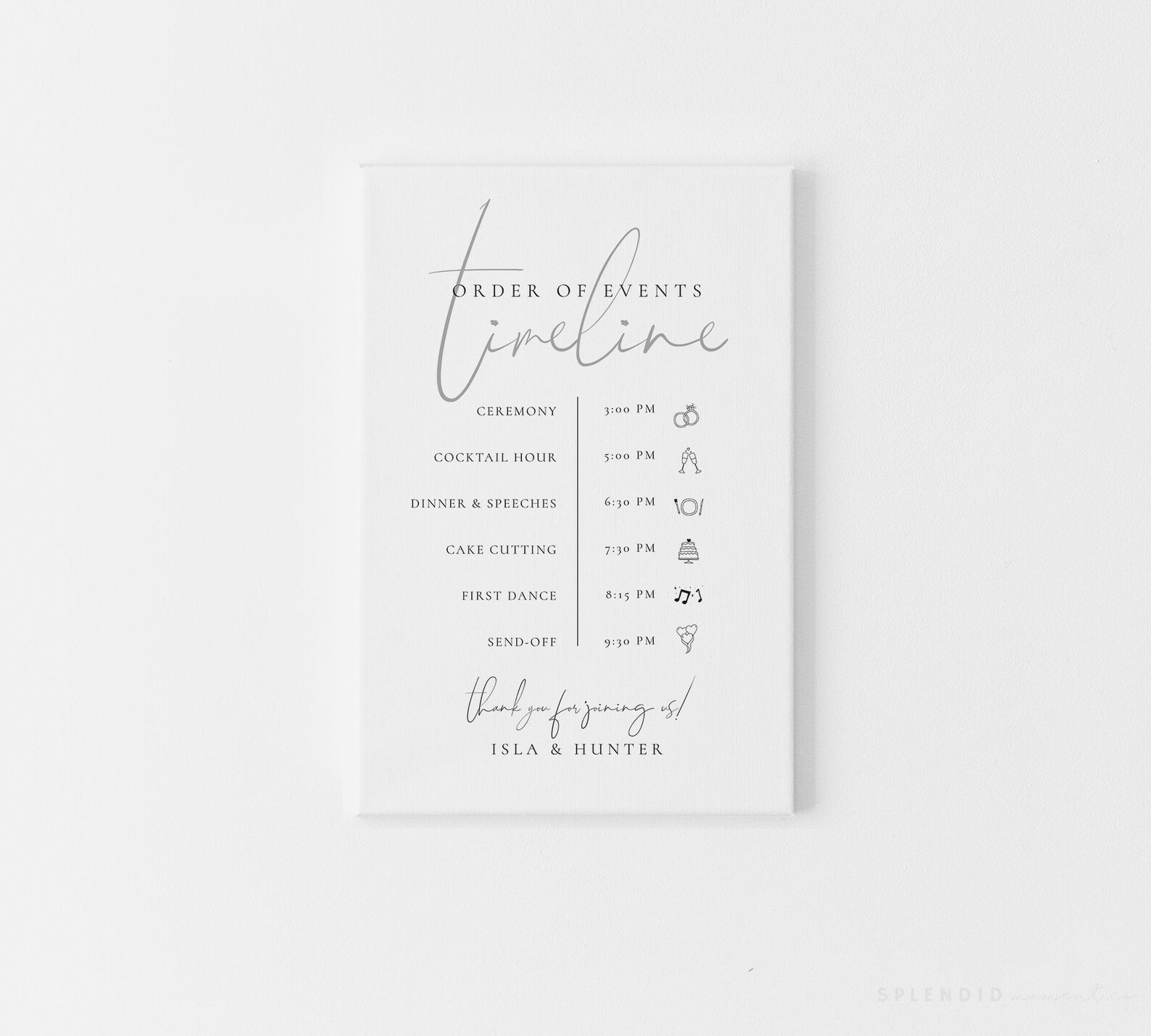 Sign Order Reception Wedding Timeline Sign Template, Order of Events, Reception Timeline ...