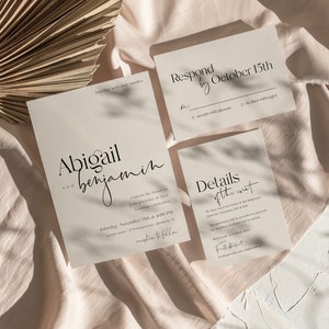 Modern Wedding Invitation Suite Template, Invitation Set with QR Code, Minimalist Wedding Invitation Template Abigail image 8