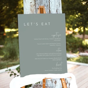 Sage Green Wedding Menu Sign Template: Minimalist Printable (Digital) - Liv