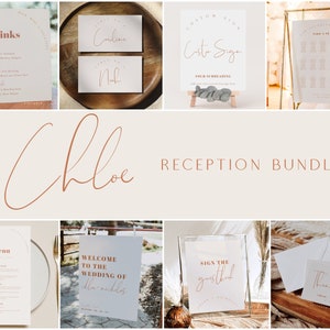 Terracotta Wedding Sign Template Bundle, Printable Modern Wedding Signs, Modern Wedding Templates, Bohemian Wedding Reception Signs - CHLOE