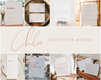 Terracotta Wedding Sign Template Bundle: Bohemian Reception Decor (Digital) - Chloe