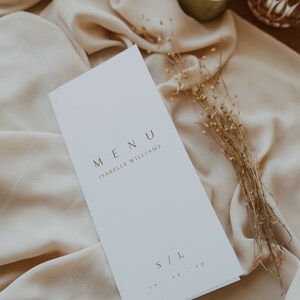 Modern Wedding Menu Folded Menu Template Personalized Menu Food and Modern Wedding Menu Folded Menu Template Personalized Menu Food and