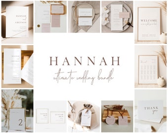 Modern Wedding Invitation Template: Bohemian Rustic Bundle (Digital) - Hannah