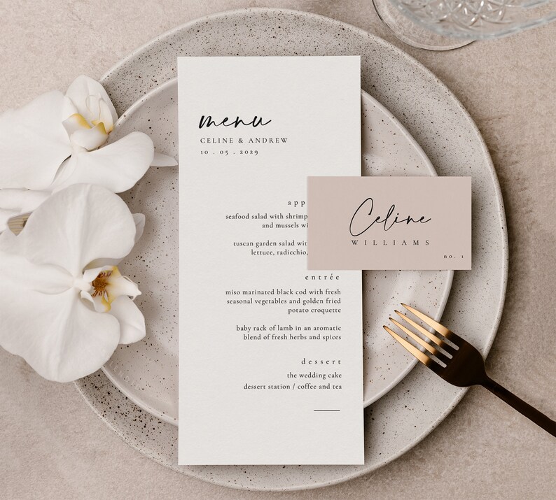 Modern Wedding Menu Template, Editable Wedding Menu Card, Reception ...