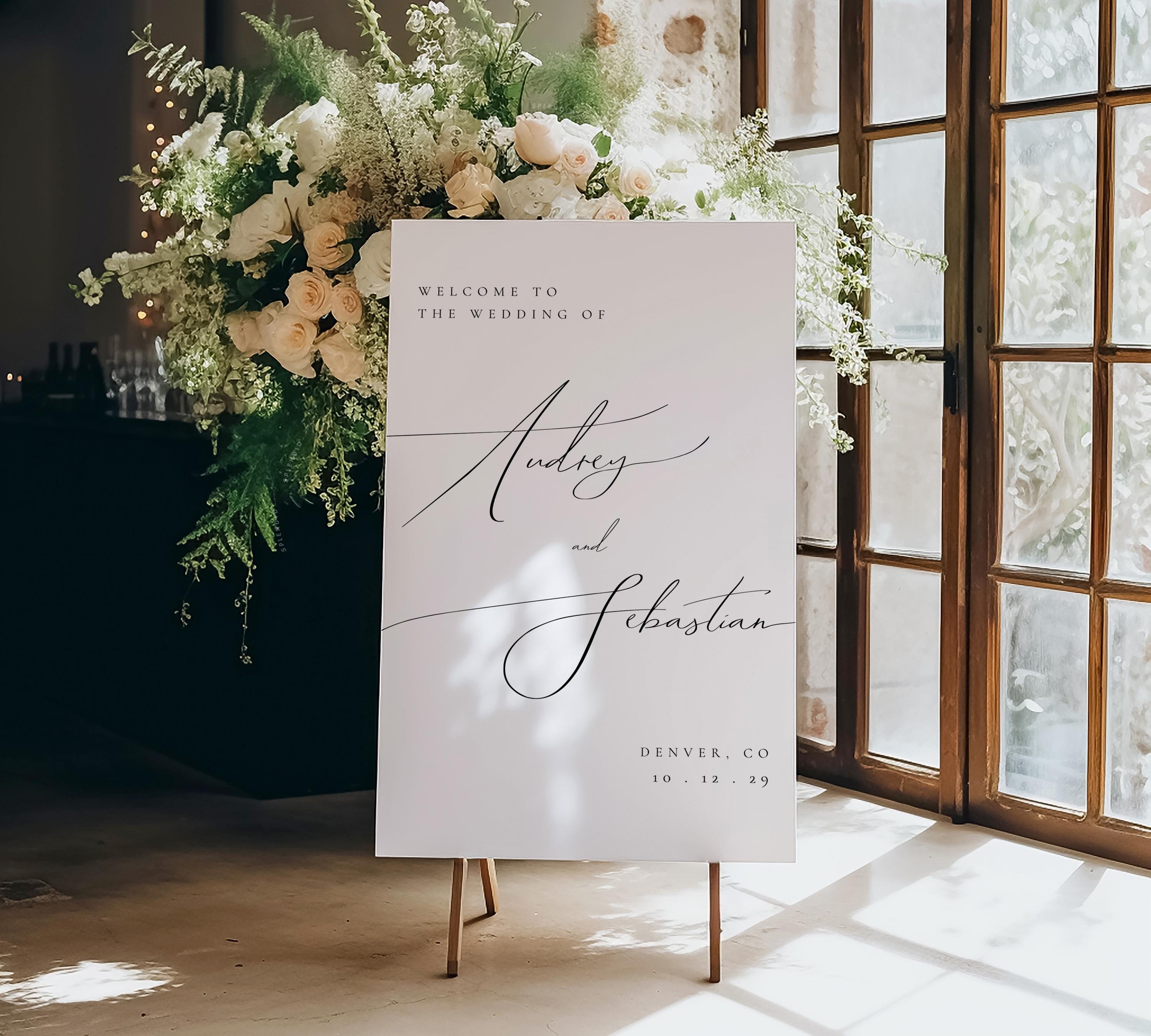 Elegant Wedding Welcome Sign Template: Modern Elegant Ceremony Decor (Digital Download) - Audrey