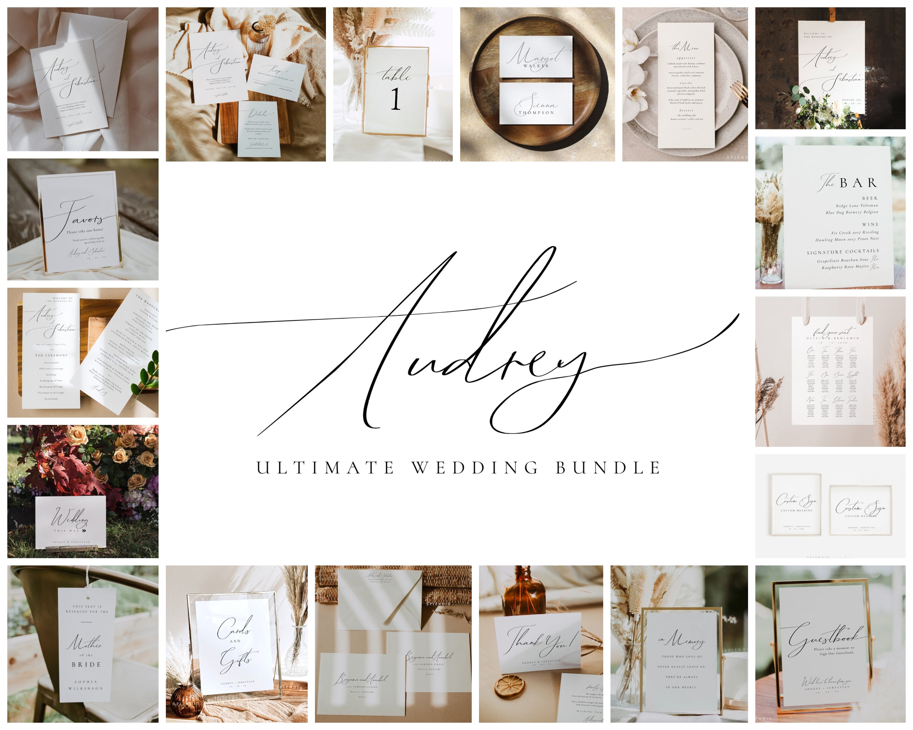 Modern Wedding Invitation Template Bundle: Reception Sign Bundle (Digital Download) - Audrey