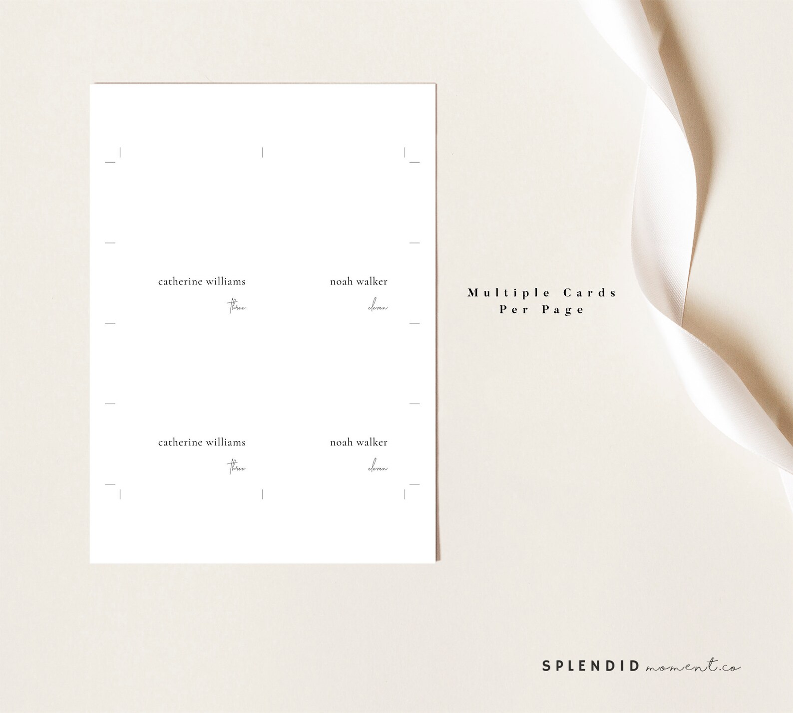 Modern and Minimal Tented Place Card Template Wedding Name - Etsy