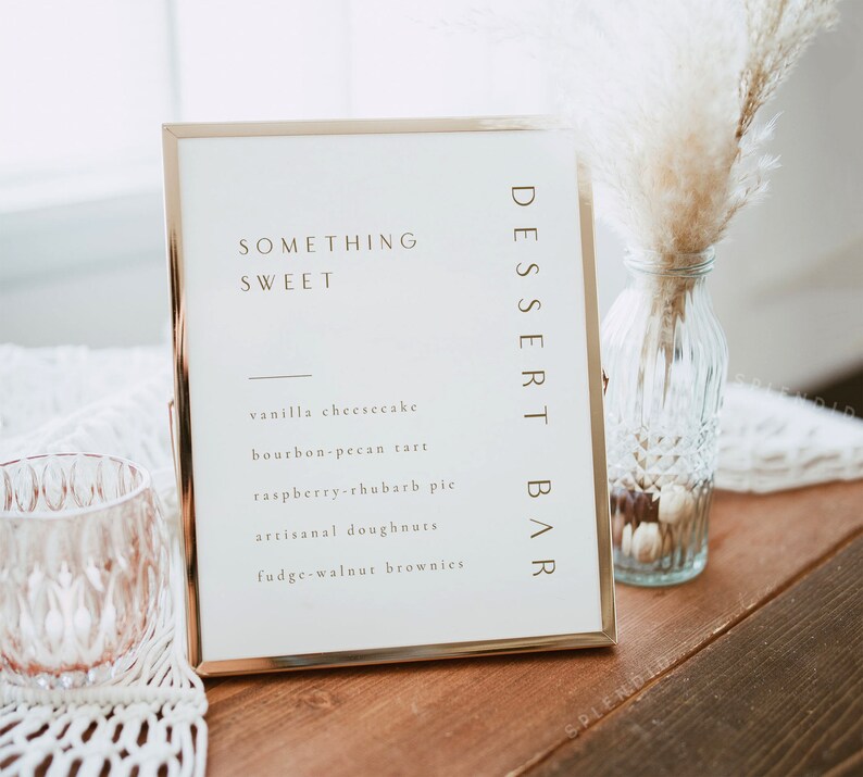 Modern Dessert Bar Sign Template: Gold Wedding Menu (Digital Download) - Sienna image 2