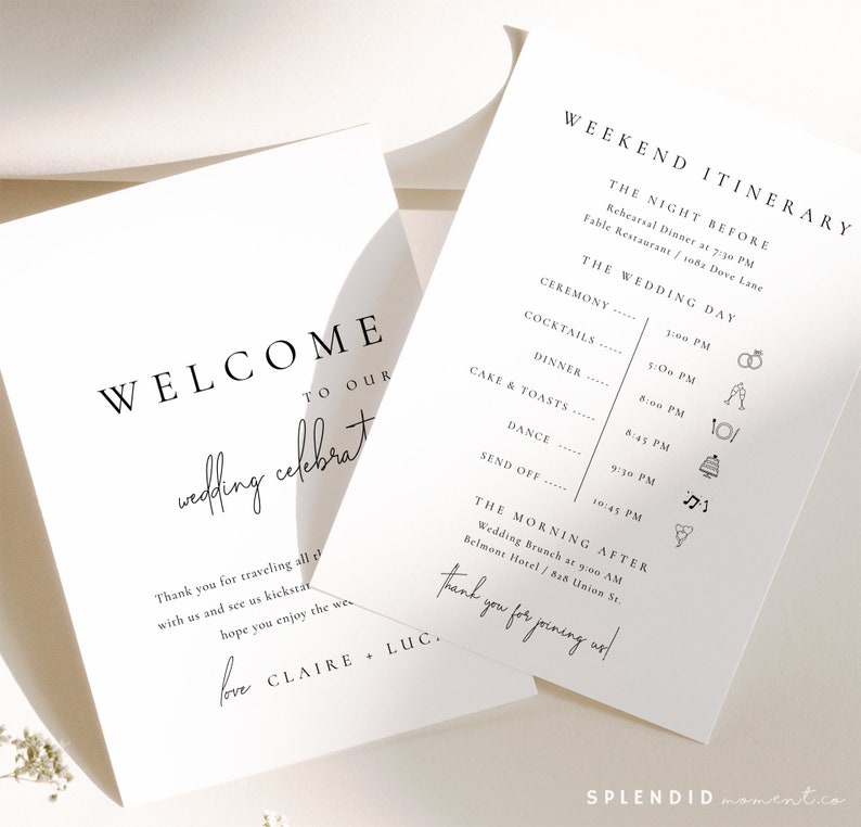 Wedding Timeline Card Template Printable Timeline Card - Etsy