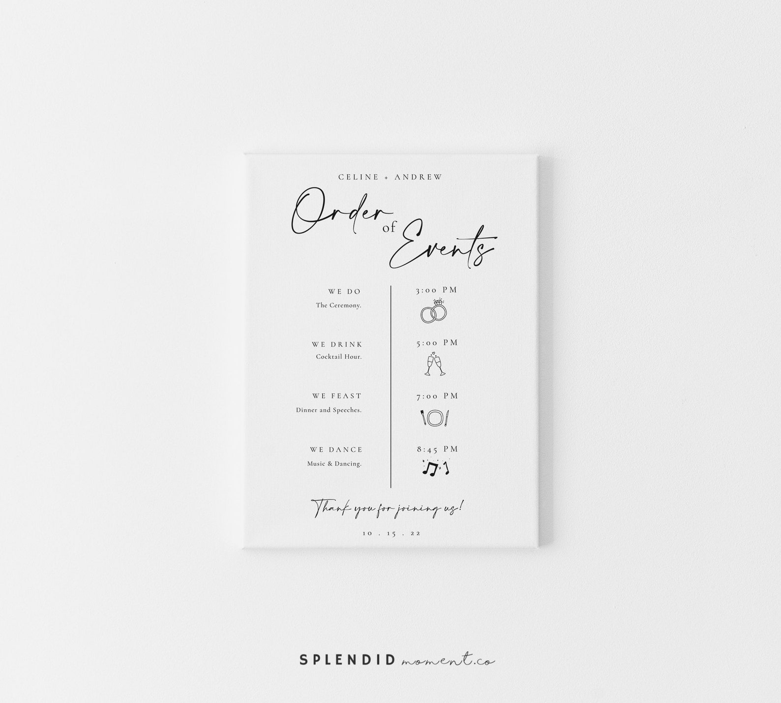 wedding-order-of-events-timeline-sign-template-minimal-order-etsy