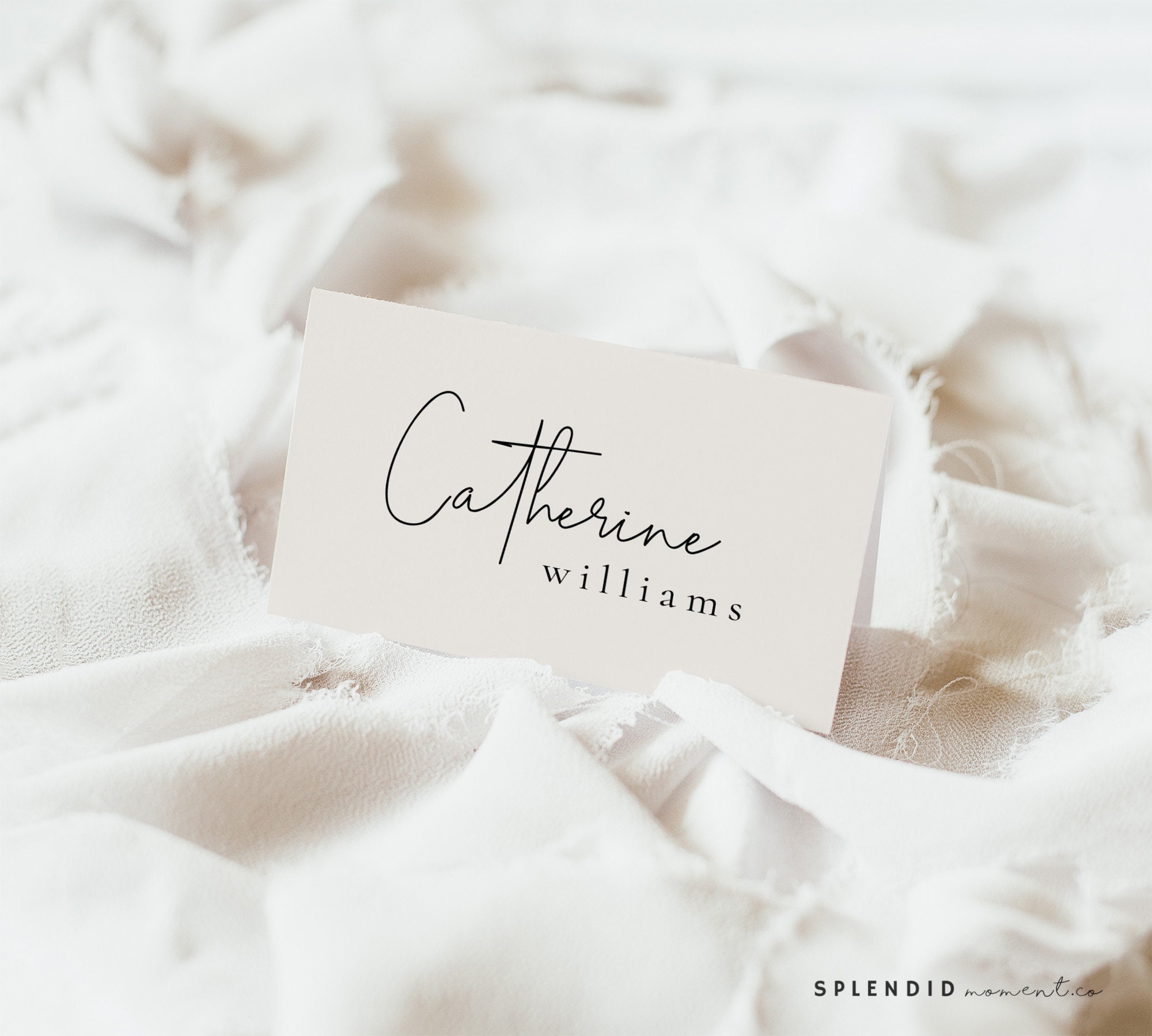 Tented Hochzeit Tischkarten Vorlage: Neutral Off White (Digitaler Download) - Kyra