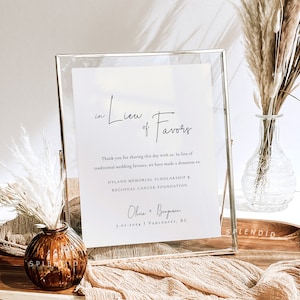 In Lieu of Favors Sign Template: Taupe Wedding Donation Sign (Digital Download) - Kyra