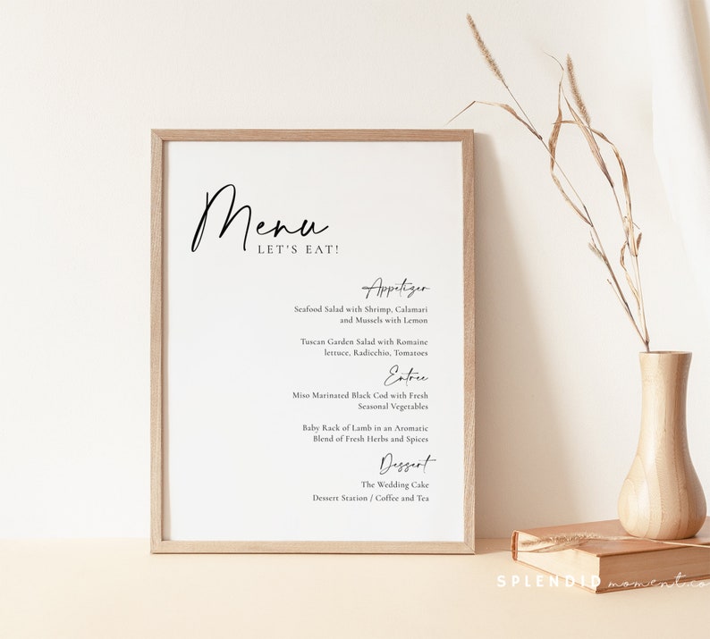 Moderne Menü Zeichen Vorlage elegante Hochzeit Menü ...