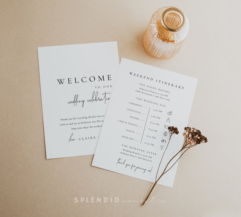 Wedding Timeline Card Template Printable Timeline Card - Etsy