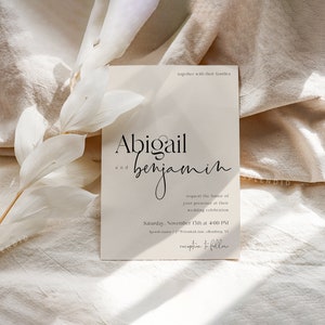 Modern Wedding Invitation Suite Template, Invitation Set with QR Code, Minimalist Wedding Invitation Template Abigail image 2