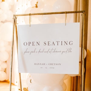 Boho Wedding Open Seating Sign Template (Digital Download) - Hannah