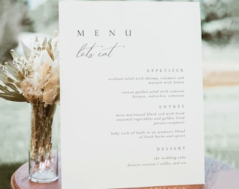 Sjabloon Elegant trouwmenubord: groot ontwerp voor buffet (digitale download) - Audrey