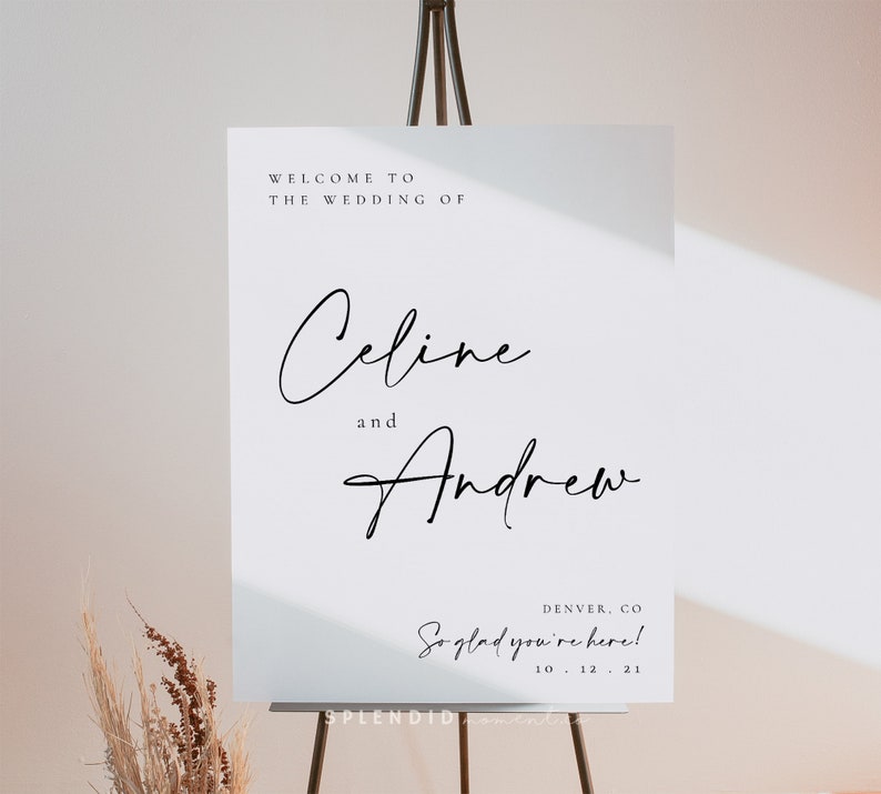 Modern Welcome to Our Wedding Sign Template, Editable Printable Wedding Welcome Sign Template, Customizable Elegant Welcome Sign Celine image 3