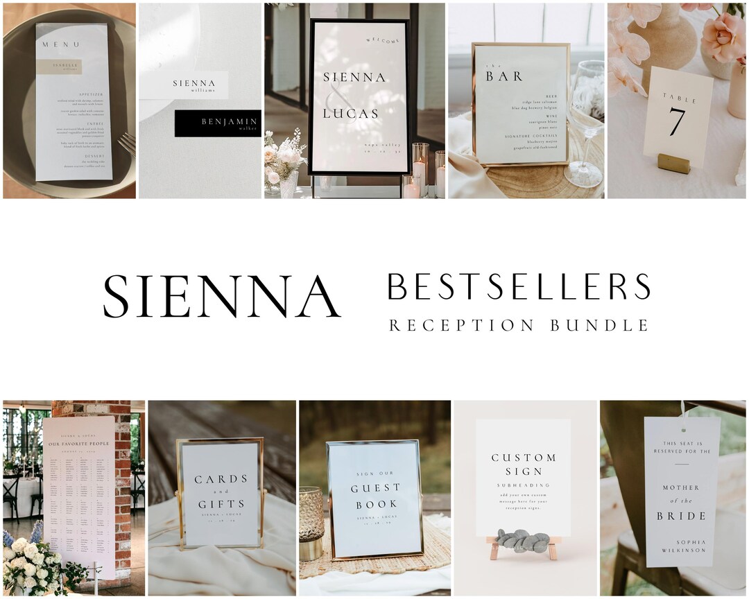 BESTSELLERS Wedding Sign Template Set, Luxury Wedding Signs, Old Money ...