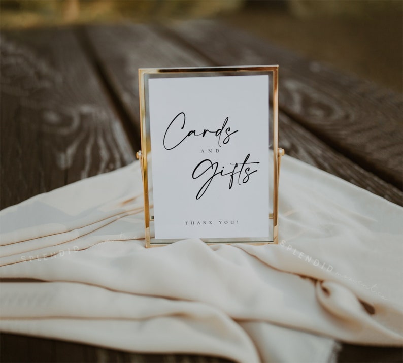 Modern Cards and Gifts Wedding Sign Template, Tabletop Cards & Gifts Sign, Wedding Reception Cards and Gifts Sign in Multiple Sizes - Celine 