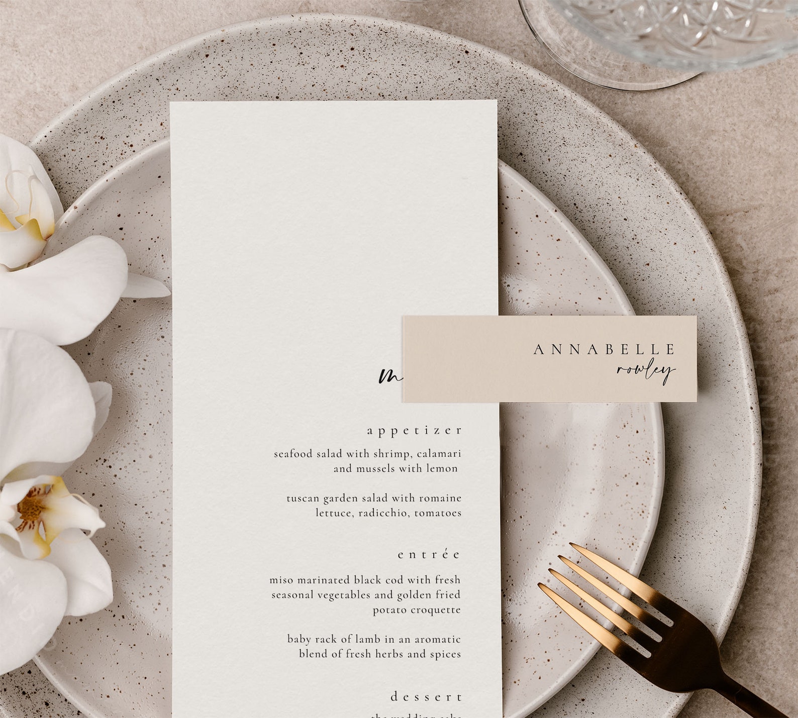 Neutral Wedding Place Card Template: for Menu Pairing (digital Download ...