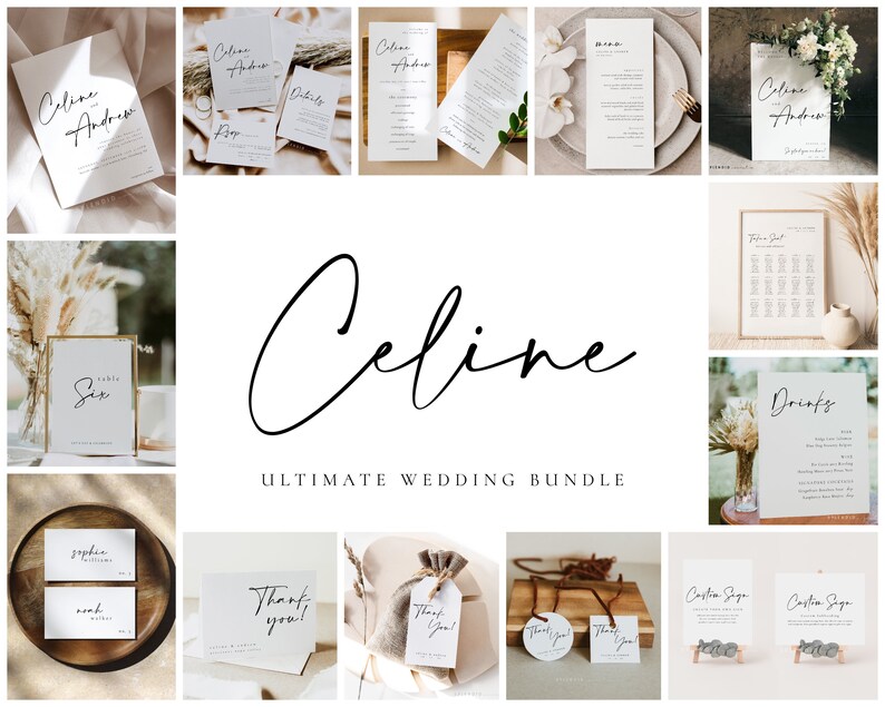 CELINE - Ultimate Wedding Bundle, Modern Elegant Wedding Template Bundle, DIY Wedding Invitation Template Download, Big Invitation Bundle 
