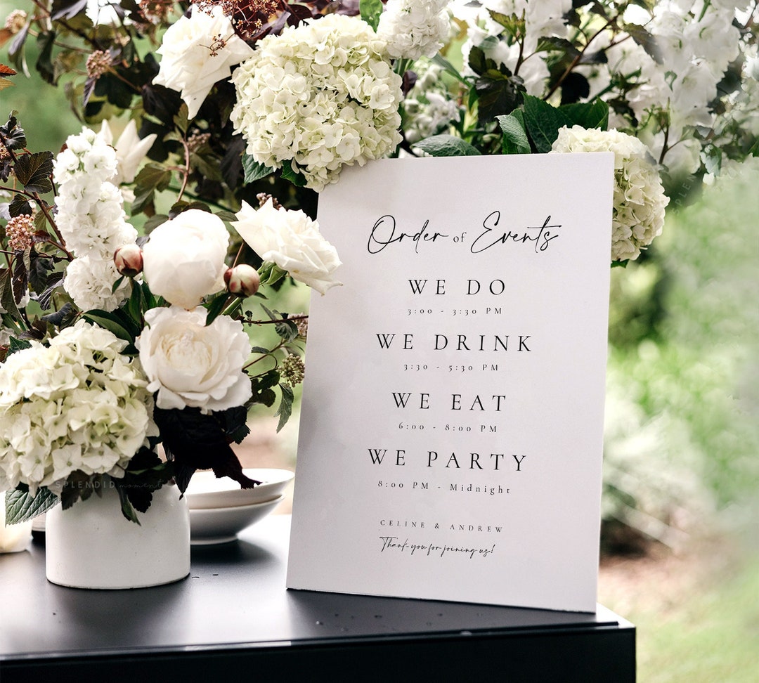 Sign Order Reception Wedding Timeline Sign Template, Custom Order of Events Sign, Wedding ...