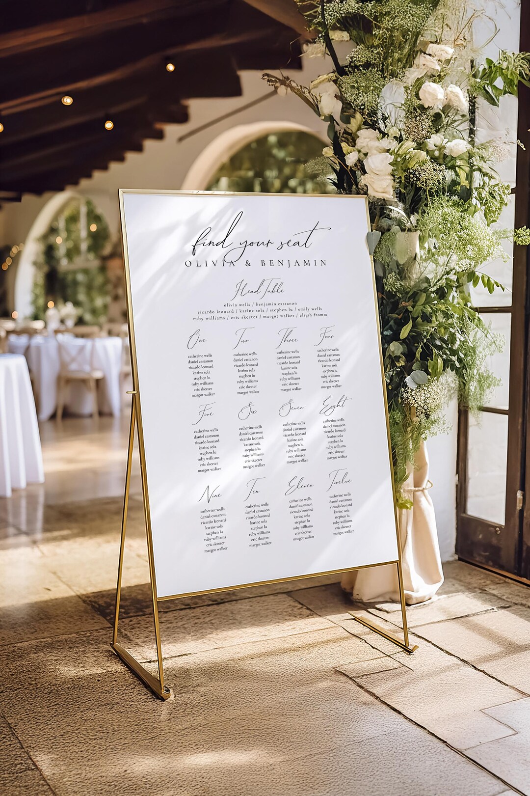 Modern Wedding Seating Chart Sign Template, Luxury Seating Chart With ...