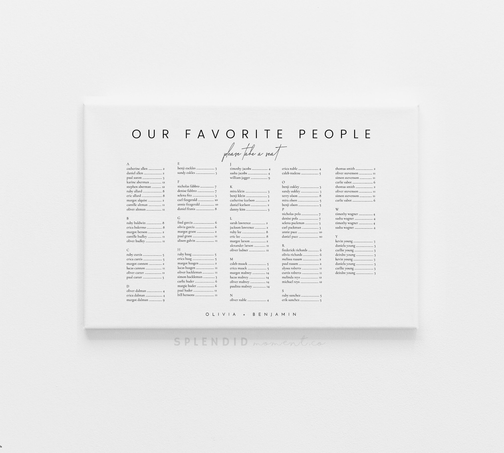 Alphabetical Seating Chart Template Wedding Seating Chart Etsy